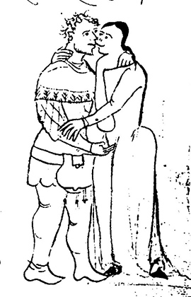 Zeichnung in Heinrich Wittenwiler: Der Ring, um 1410.